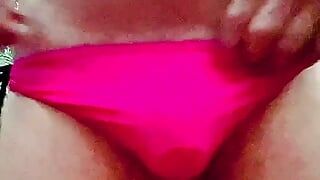 Punheta de biquíni rosa