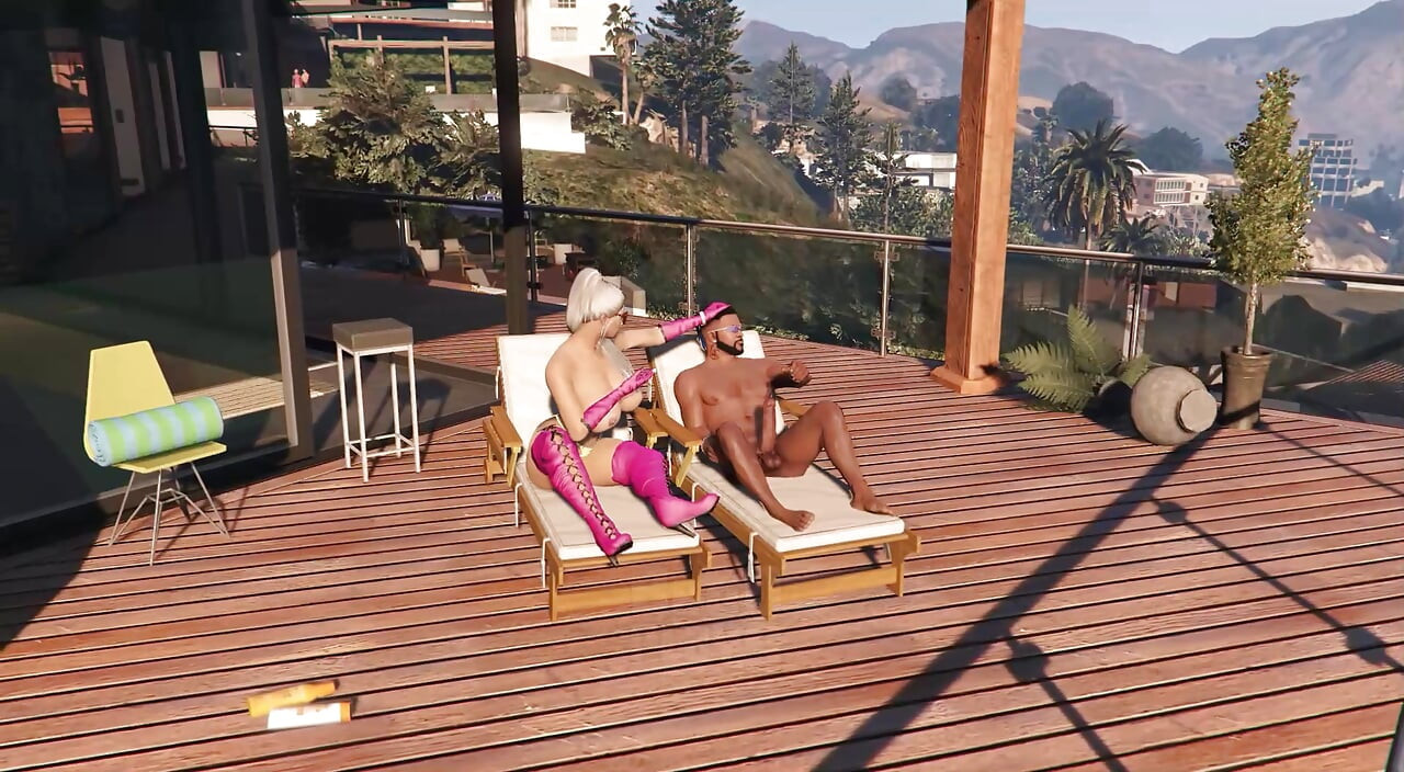 GTA V Big Booty Lady in pink gloves destroys Franklin Part 3