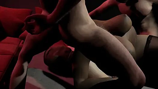 Samantha lagi asik pesta seks di ruang tamu