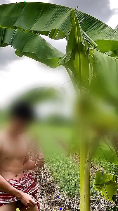Thai guy fuck banana tree