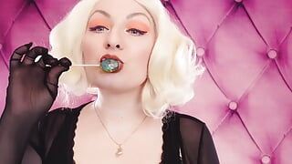 Video de Asmr: lápiz labial, guantes de malla y piruleta (Arya Grander)