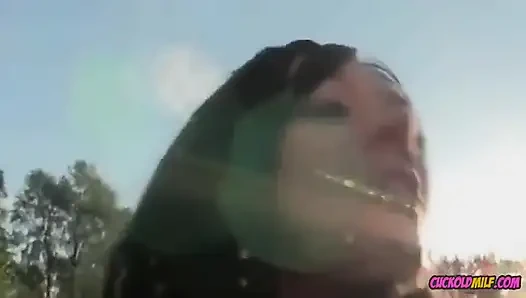 Cuckold MILF in Outdoor Gangbang