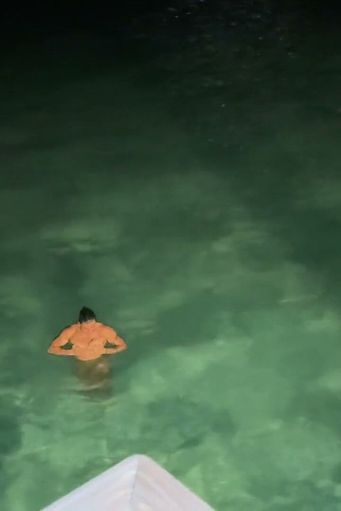 Naked Island Girl Ocean Swimming