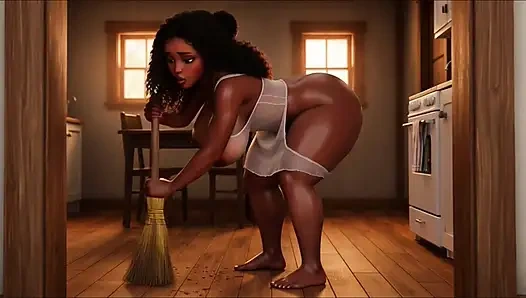 Muhteşem düzgün vücutlu siyah köylü kadının şehvetli doğal samimi günlük rutini huzurlu kırsal kırsal yaşam