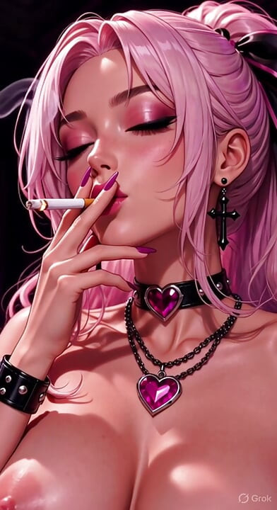 Animated smoke fetish blond anime girl strip smoke tease  and dirty talk