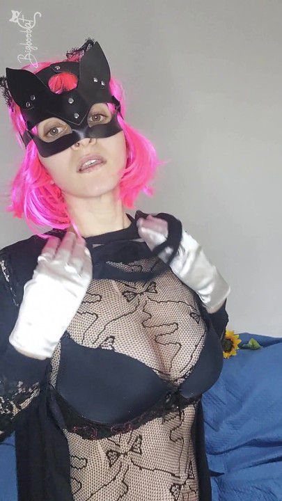 Khám phá niềm vui của tôi với mặt nạ mèo con và bộ ngực tự nhiên của tôi