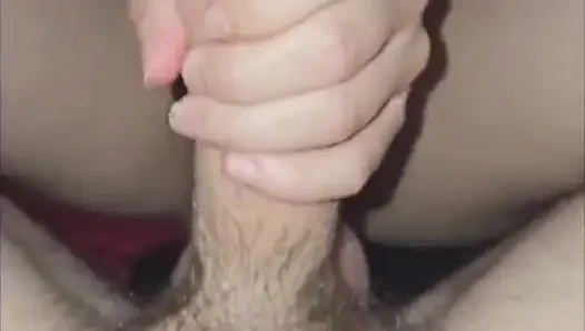 Milking the pre cum out of his hard cock