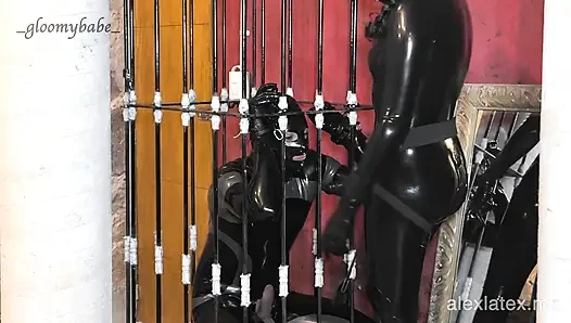Pegging at the dungeon T1 sucking mistress' dick - Alex Latex