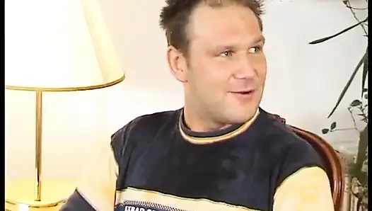 Hot girl rides a huge cock while sucking another to a cumshot