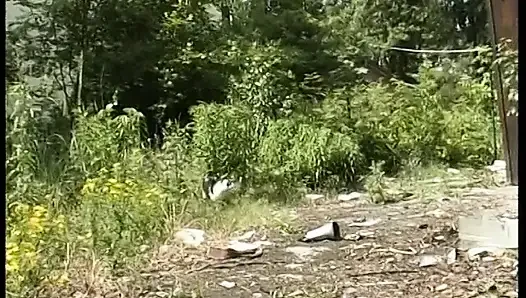 Chubby teen pushing that white toy in her hole on the sun