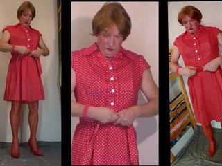 赤い服の女の子のクロスドレスが大好き66