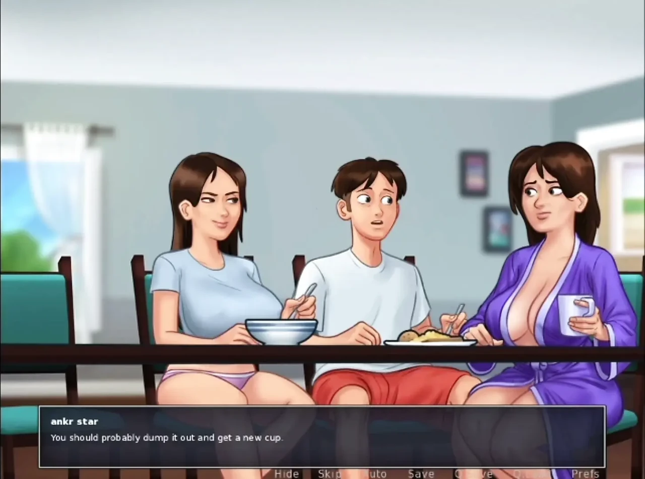Sex with stepsister at dianing table stepmom caught summer time saga game