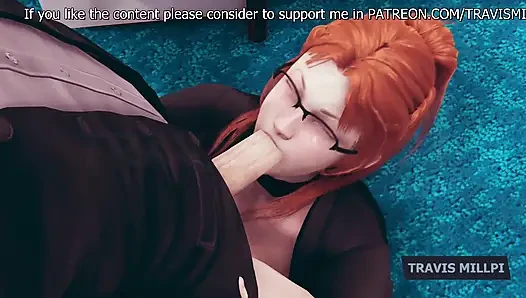 Heiße rothaarige sekretärin wird mitten in der Bürozeit über den Schreibtisch bückt 3D-Hentai-Animation