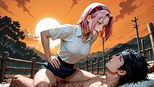 Sakura Haruno Hot Ninja Fucking Hard In Hidden Cave And On The Road To Konoha - Doggy Style Anal Intense Pleasure Loud Moans Chakra Rose E