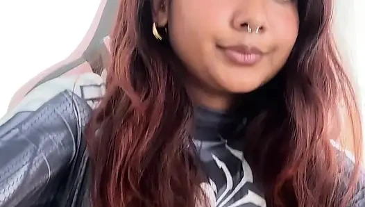 Small desi girl Mia Z masturbates and reacts to hentai