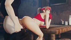 Jessie viene scopata sul tavolo Final Fantasy 7 Rinascita porno