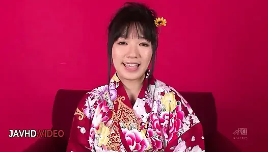 Chiharu's Sexy Kimono Seduction Ends with Ecstatic Asian Creampie Threesome