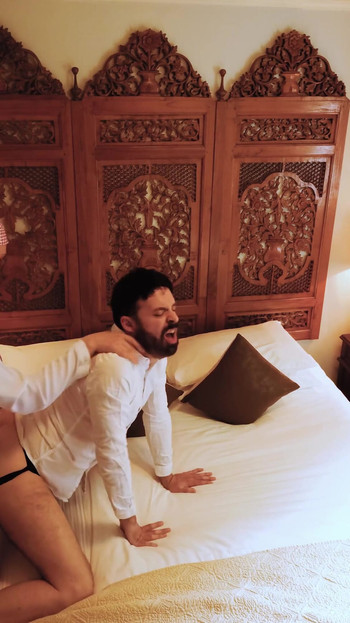 Captivating moment from "disobedient manservant gets punish fucked by big dicked sheikh"