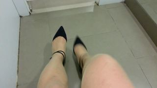 Navy Mix Ankle Strap Heels Teaser