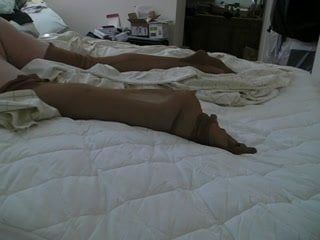 Bed hump in vintage ff stockings...no cum .. :(