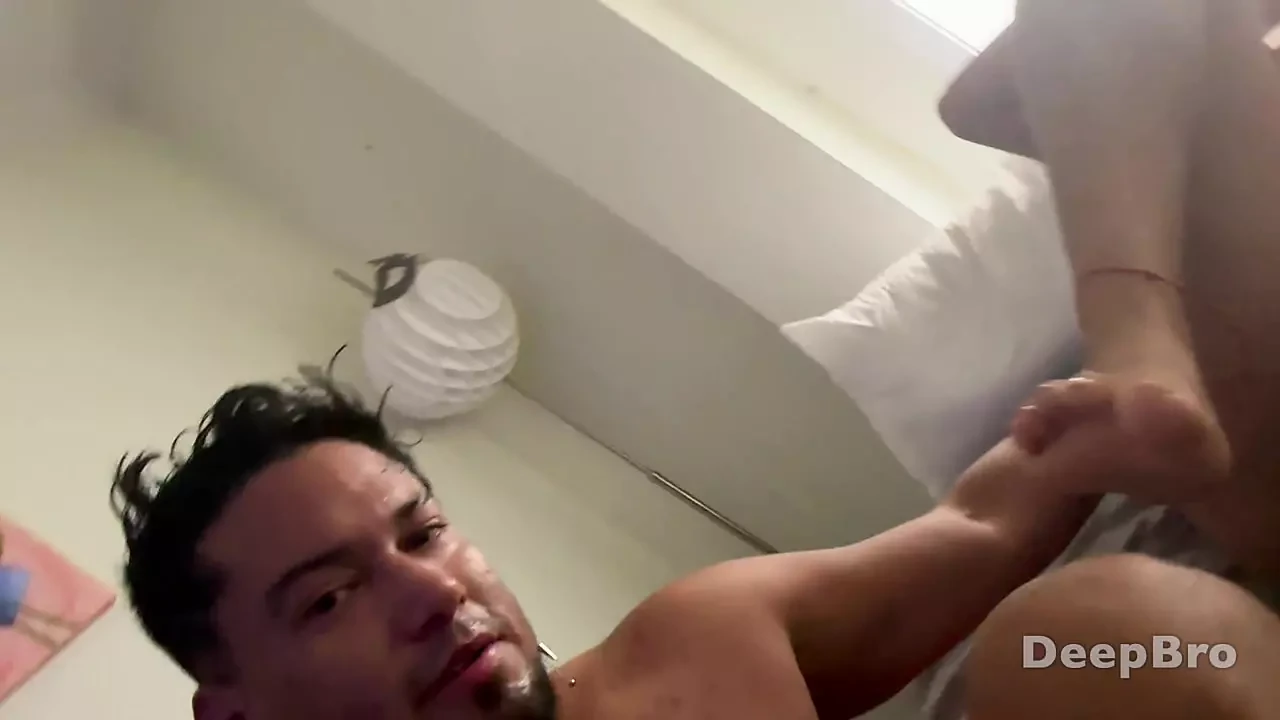 I put my hard cock with a condom in her tight little shaved pussy