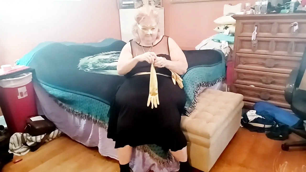 Satin Gold Gloves Fetish Play BBW Style