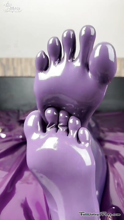 Purple Latex Gloves and Socks Tease by Miss Fetilicious