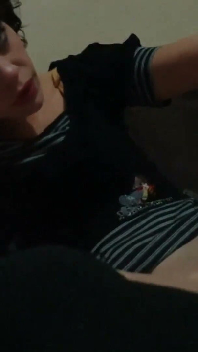 Skinny emo slut showing off her pussy while smoking a cigarette | Clip 1