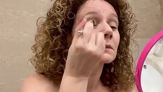Busty Merce Puts Makeup on Fully Naked