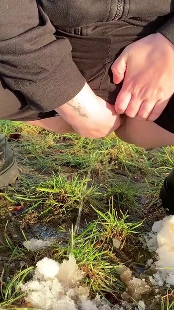 Iconic moment from "Chubby German Abby Strange - Pee Compilation, Public Pissing"