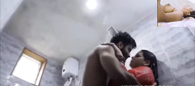 A young man having sex with neighbor's aunt in bathroom