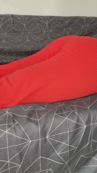 Sexy Red Outfit Fart Storm on Couch