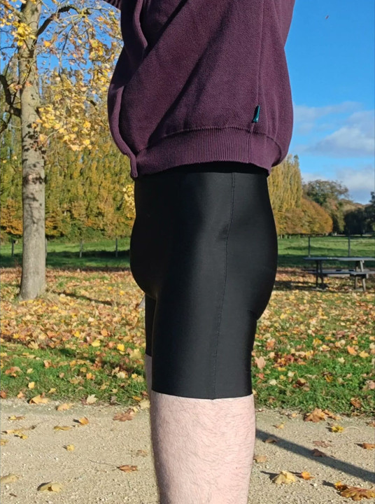Visible bulges under tight-fitting women's underwear worn in public