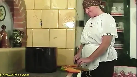 Chubby hairy granny enjoys her first rough anal sex