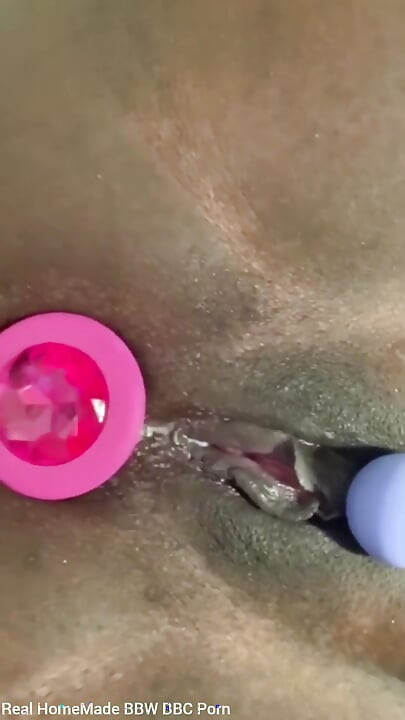 Butt Plug Deep in My Arse Still My Clit Pounding My Pussy with Dildo