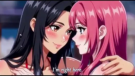 Stepmom and stepsister taking hot bath and pressing togather