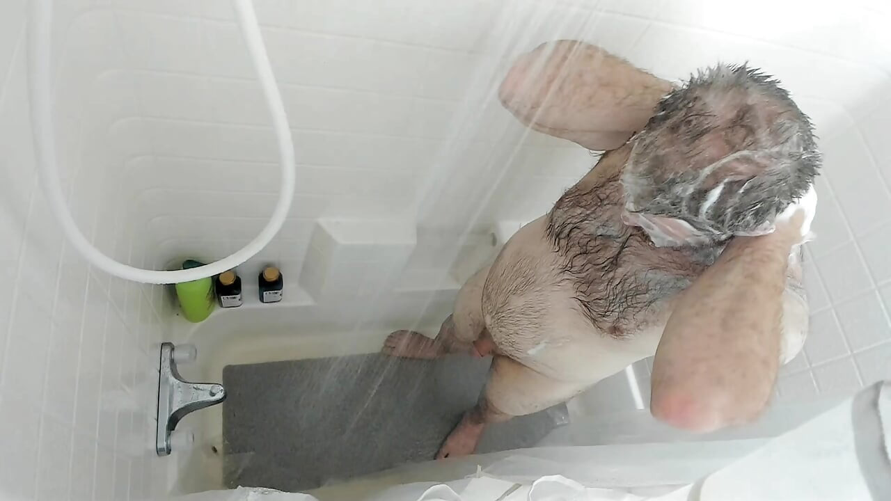 Solo Shower Shower And Masturbation For RedQueen's Hairy Bear Hubby
