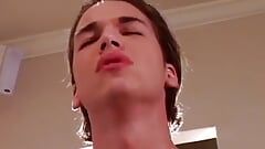 Dudes masturbate after one of the steamiest twink anal sex you'll come across