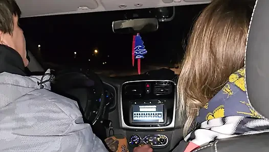 A double blowjob in my friend's car DIRTY MORBID GIRLS