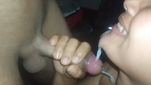 Desi wife eating sperm first time