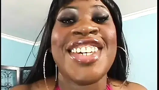 Ebony's heavy cream was drilled by long-haired fellow