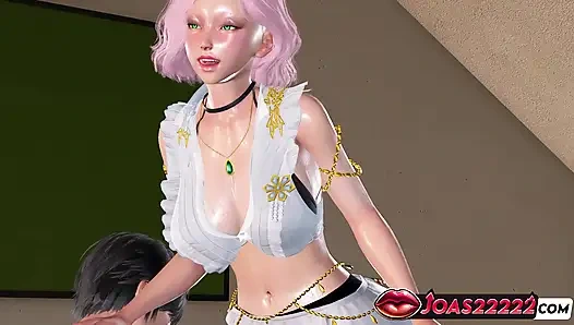 Elise - si gadis anime rambut pink dengan stoking seksi lagi asik masturbasi pakai dildo sampai becek!