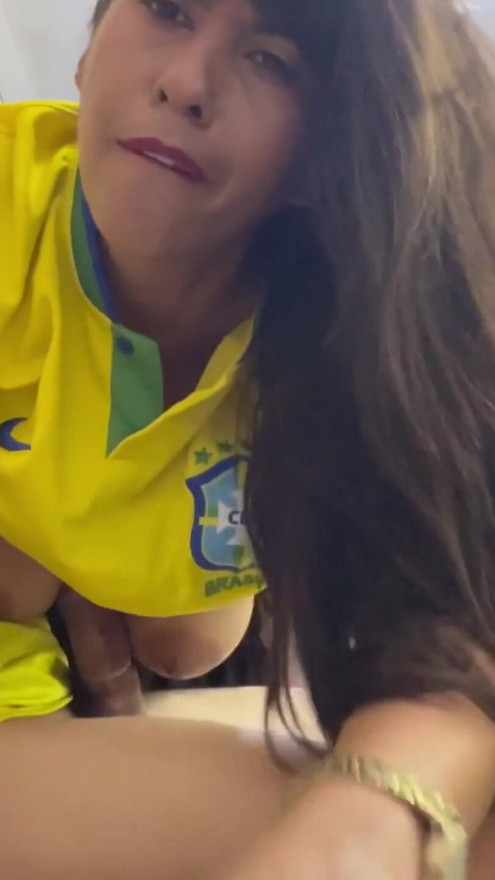 Beautiful busty Brazilian woman gives her stepfather a delicious blowjob. | Clip 3