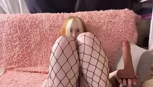 Redhead slut fucks a rubber cock