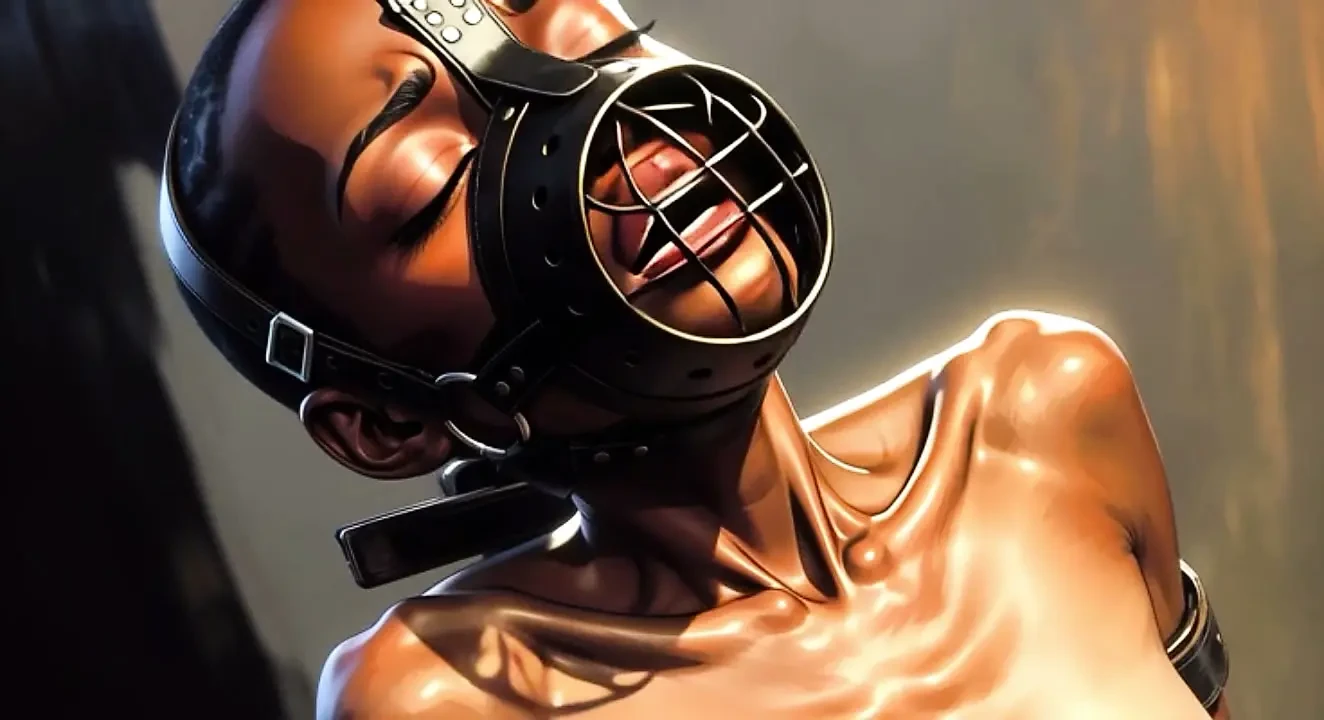 Skinny African Girl in Bondage - Desperate for Big Cock Inside Her