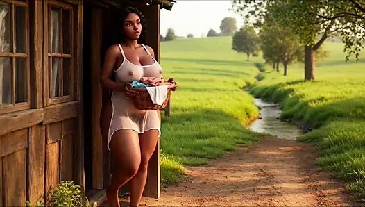 Sensual Natural Intimate Daily Routine Of A Gorgeous Curvy Black Peasant Woman Peaceful Rural Countryside Life