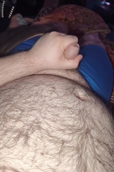 Fat Bear Jacking off & Cumming on Hairy Belly