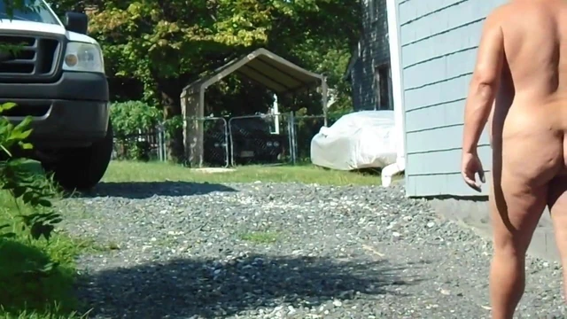 Me nude in driveway