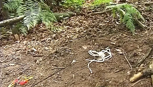 Bound Mature Blonde MILF Drilled Anal Against Tree
