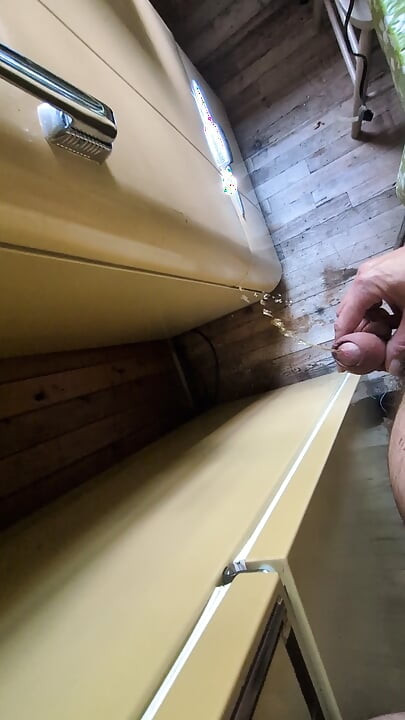 Pissing in my shack with white precum